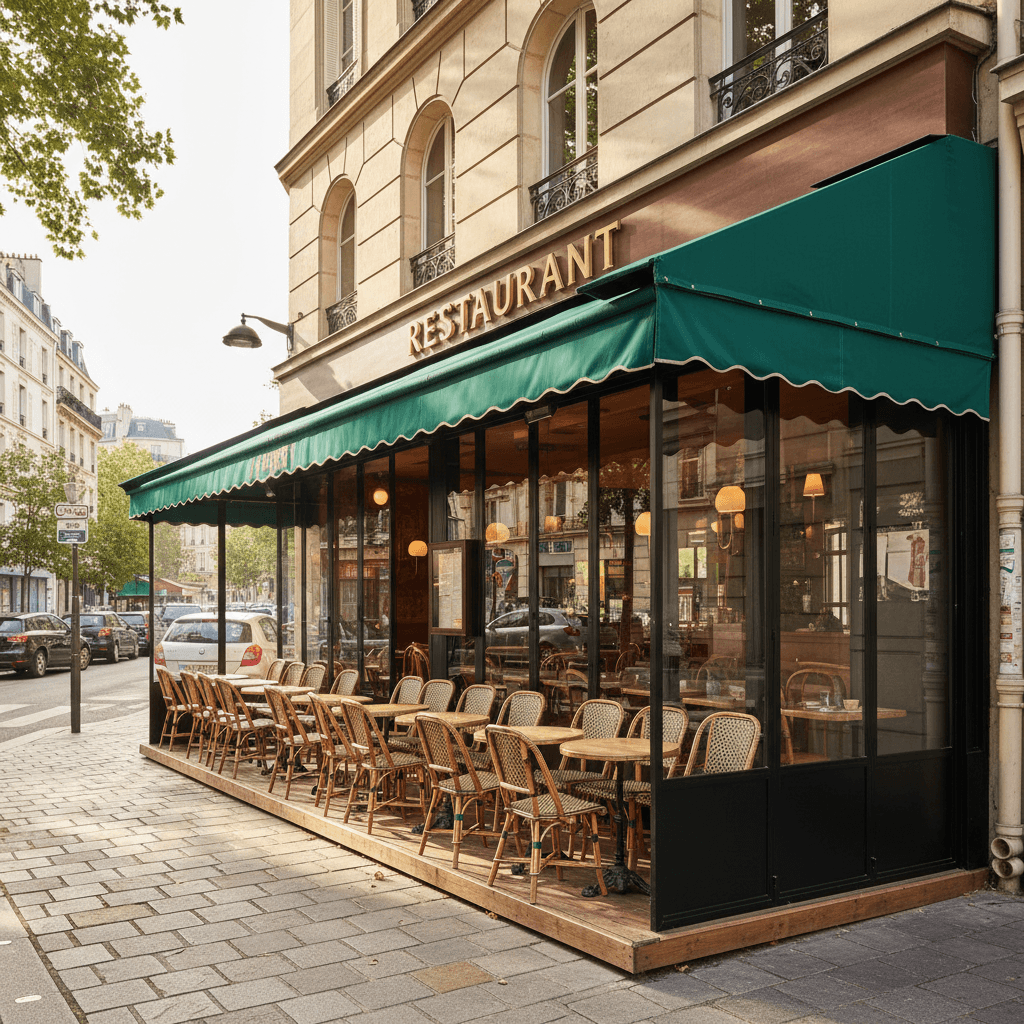 Restaurant 12 couverts à Paris : terrasse - extraction