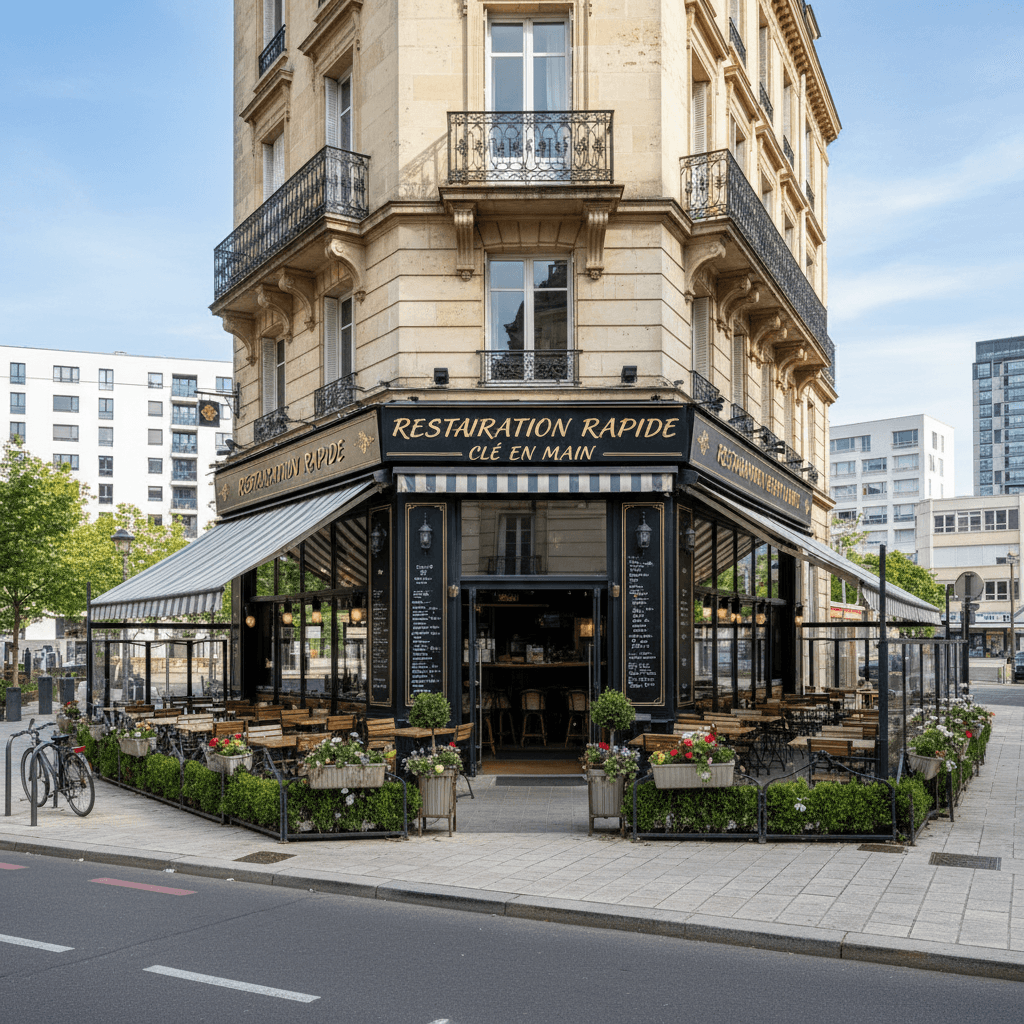 Fast-food 98m² à Bordeaux : terrasse - licence IV