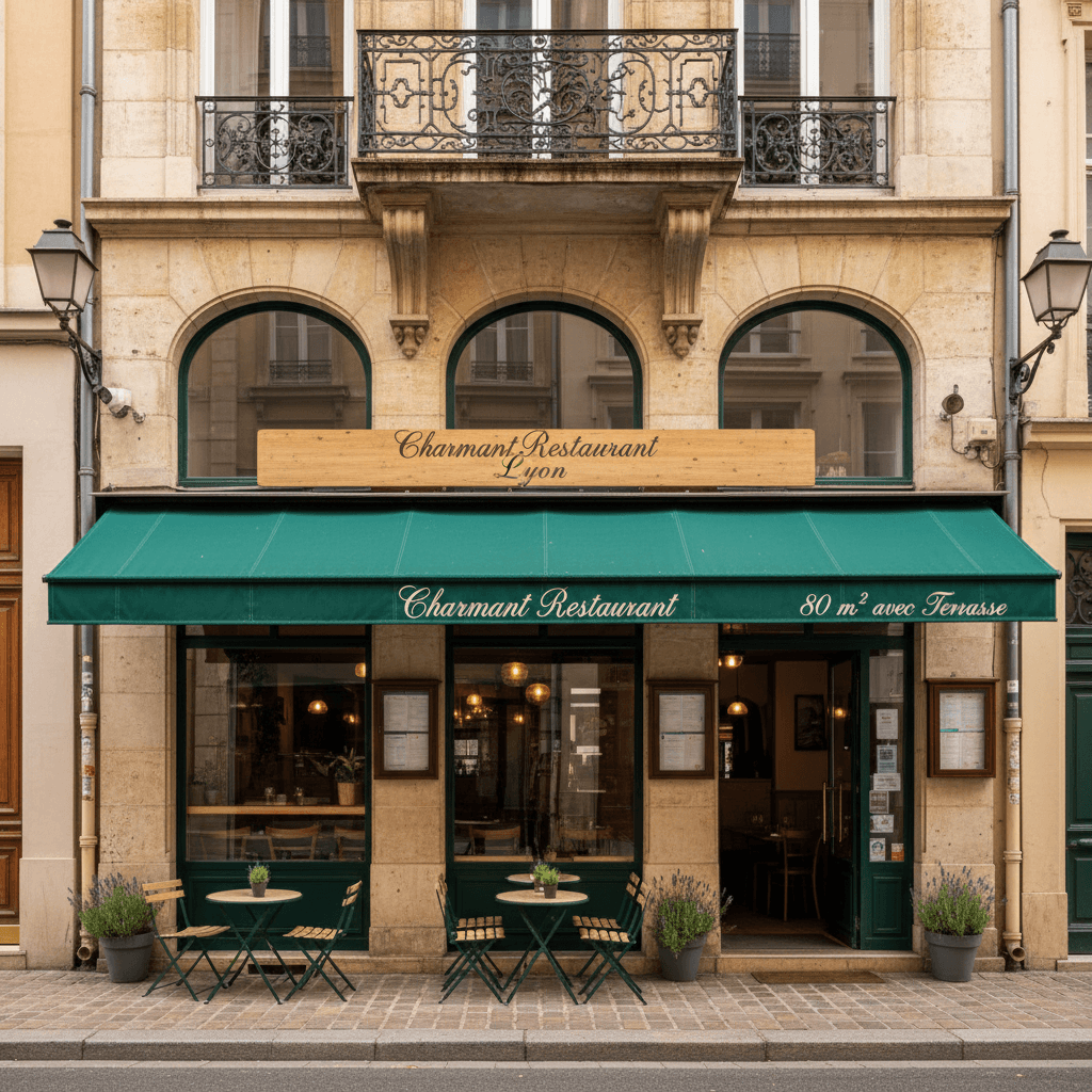 Restaurant 80m² à Lyon : terrasse - licence IV