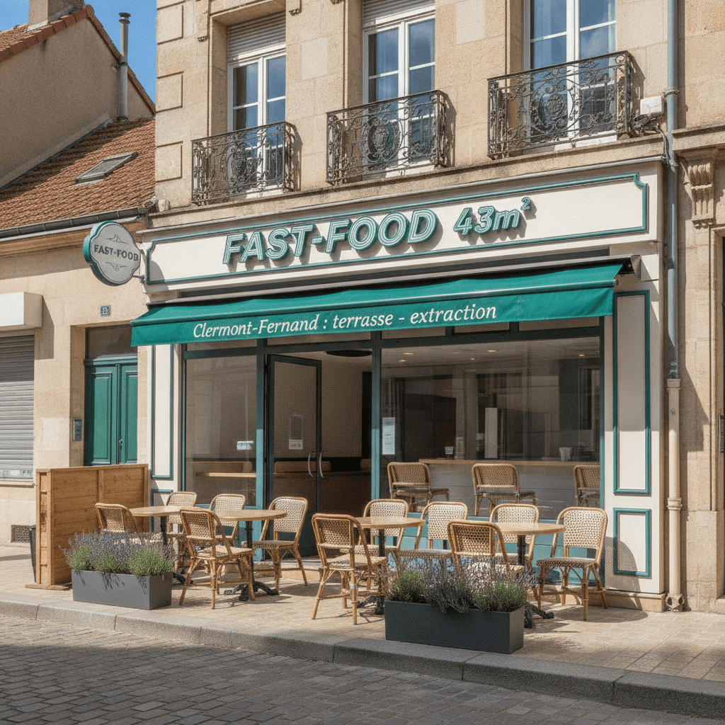 Fast-food 43m² à Clermont-Ferrand : terrasse - extraction