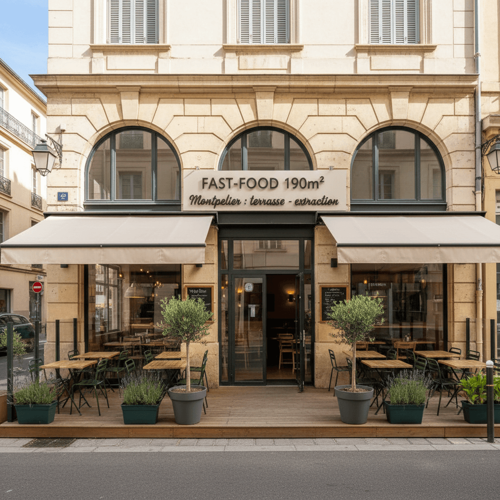 Fast-food 190m² à Montpellier : terrasse - extraction