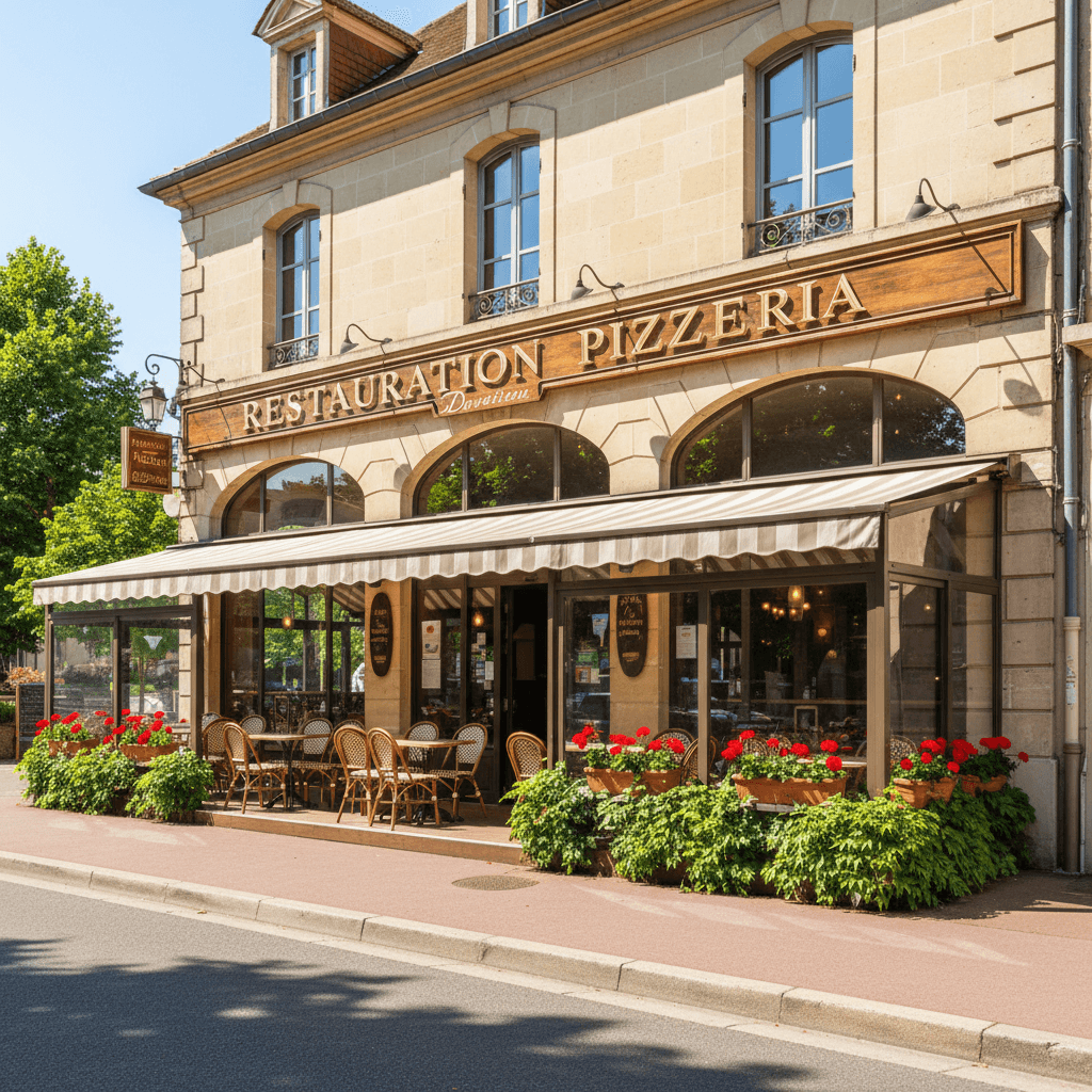 Restaurant à Davezieux : terrasse - cuisine équipée - Image 1