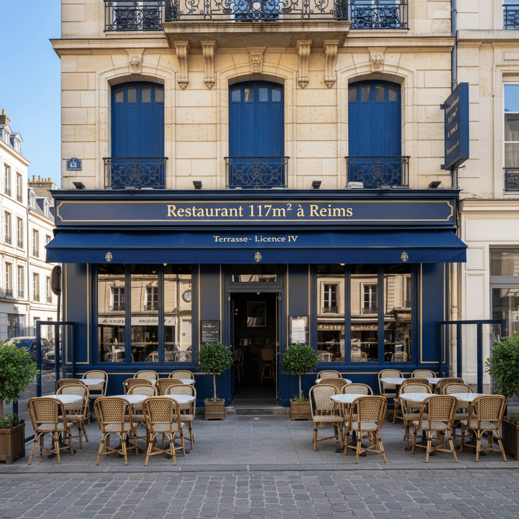 Restaurant 117m² à Reims : terrasse - licence IV