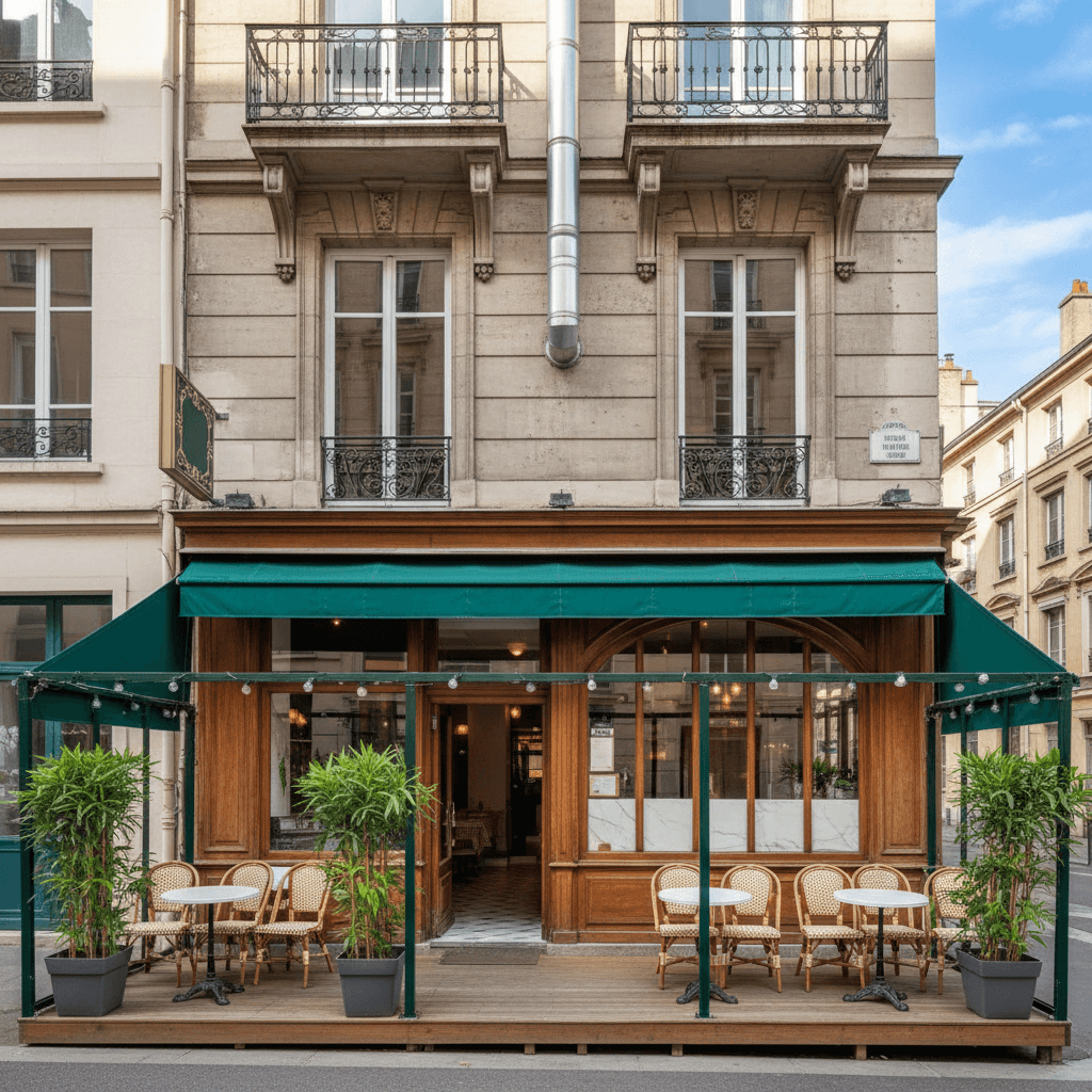 Restaurant 8 couverts à Lyon : terrasse - extraction