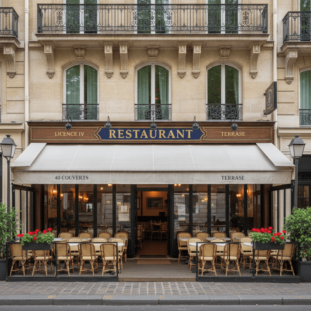 Restaurant 40 couverts à Paris : terrasse - licence IV