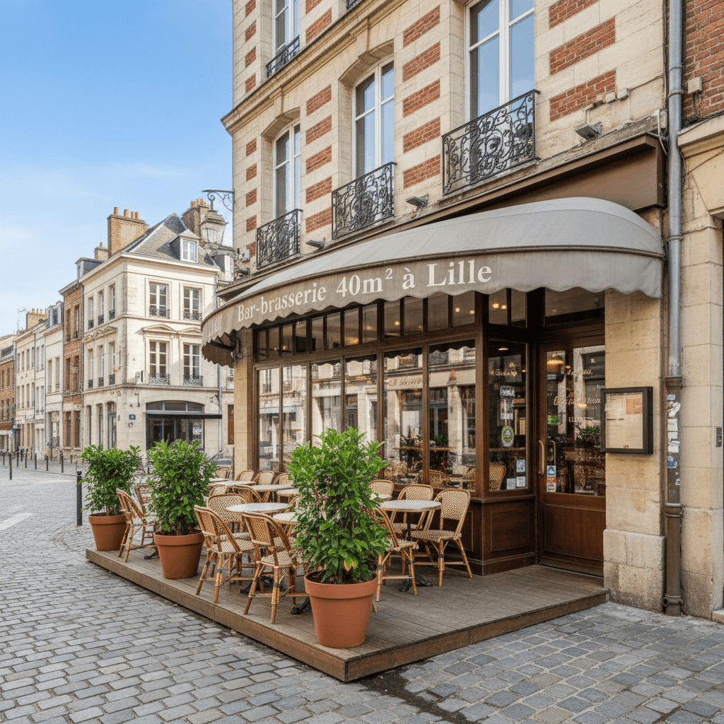 Bar-brasserie 40m² à Lille : terrasse - licence IV