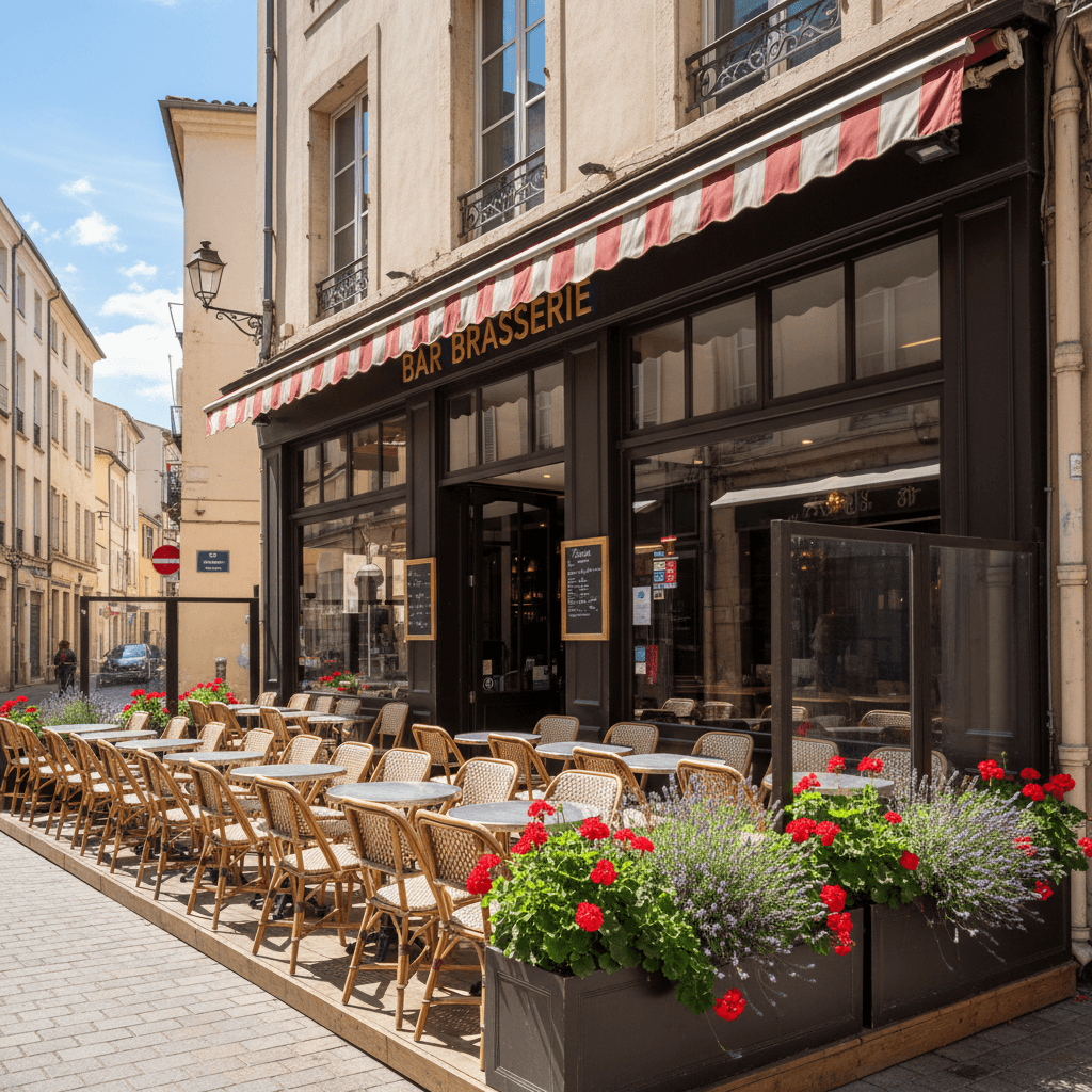 Bar-brasserie 450m² à Montpellier : terrasse - licence IV