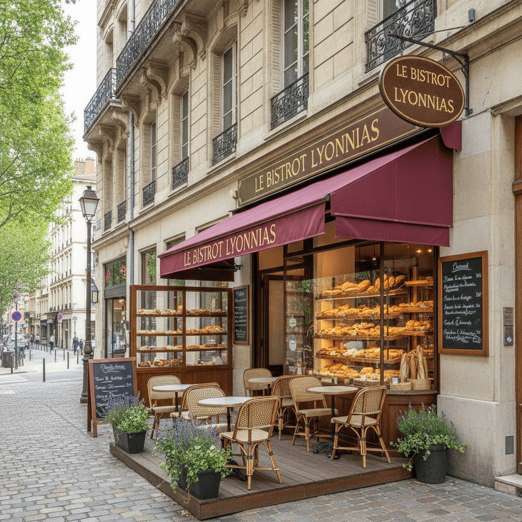 Restaurant 53m² à Lyon : terrasse - cuisine équipée