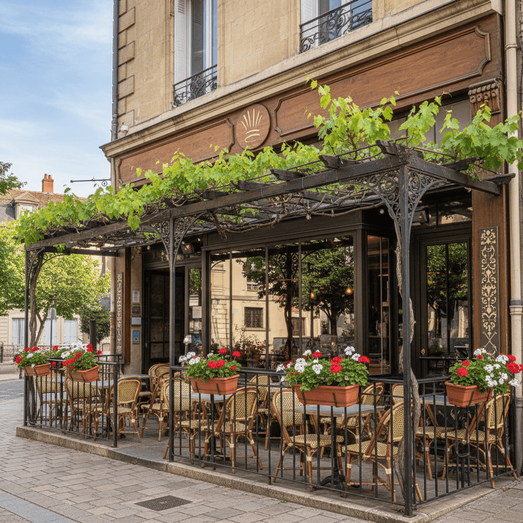 Restaurant à Fontaines-Sur-Saône : terrasse - extraction - Image 1