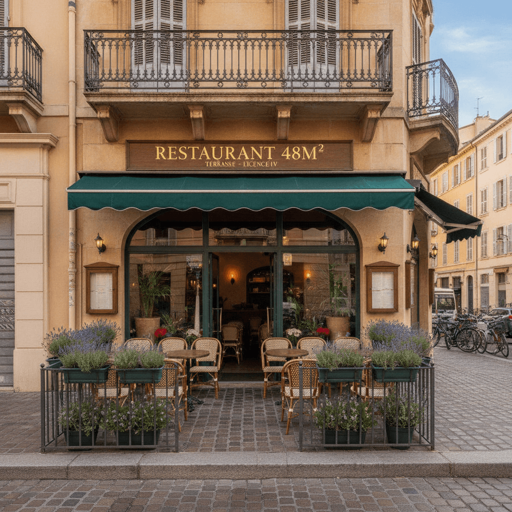 Restaurant 48m² à Nice : terrasse - licence IV