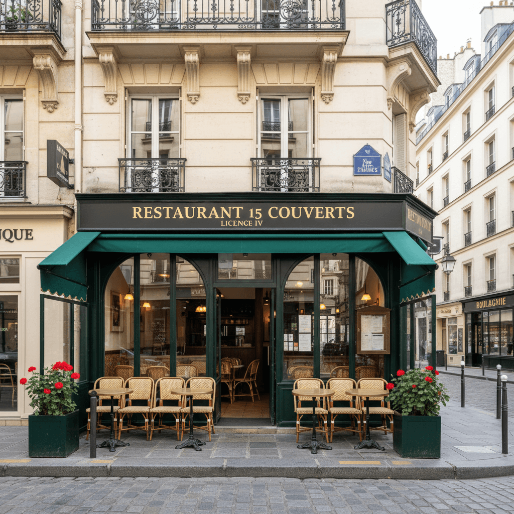 Restaurant 15 couverts à Paris : terrasse - licence IV
