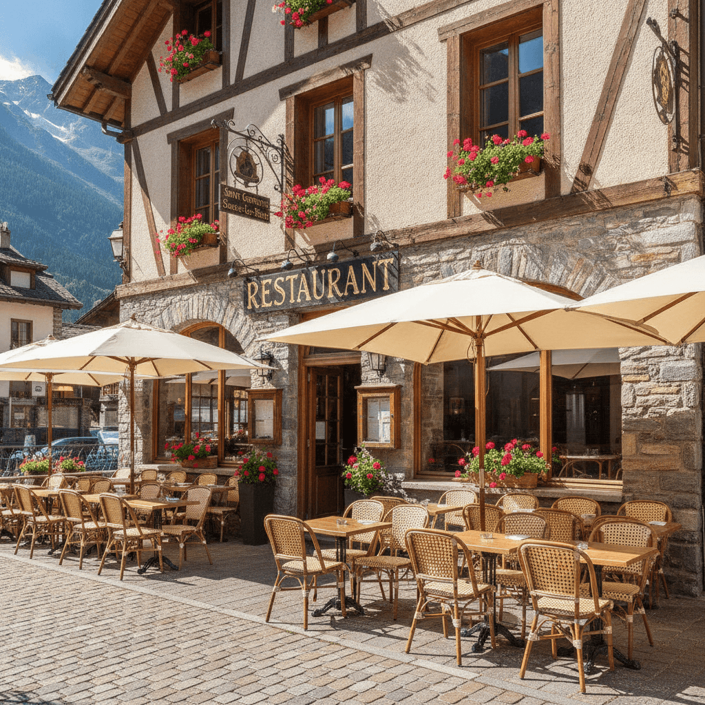 Restaurant à Saint-Gervais-Les-Bains : terrasse - licence IV - Image 1