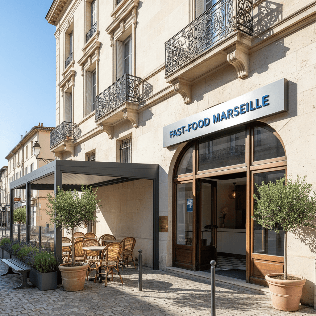 Fast-food 60m² à Marseille : terrasse - licence IV