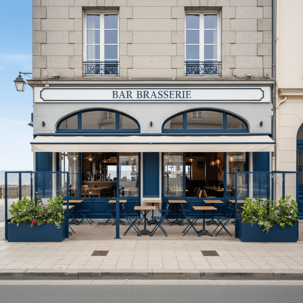 Bar-brasserie à Hermanville-Sur-Mer : terrasse - cuisine équipée - Image 1