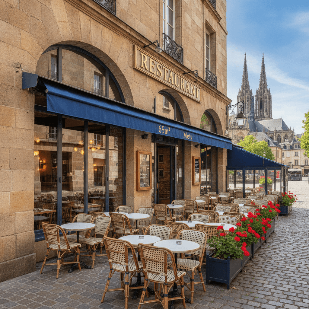 Restaurant 65m² à Metz : terrasse - extraction - Image 1