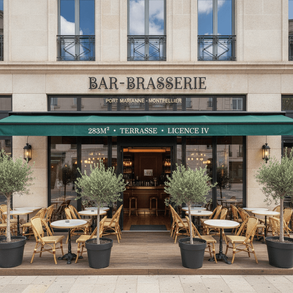 Bar-brasserie 283m² à Montpellier : terrasse - licence IV