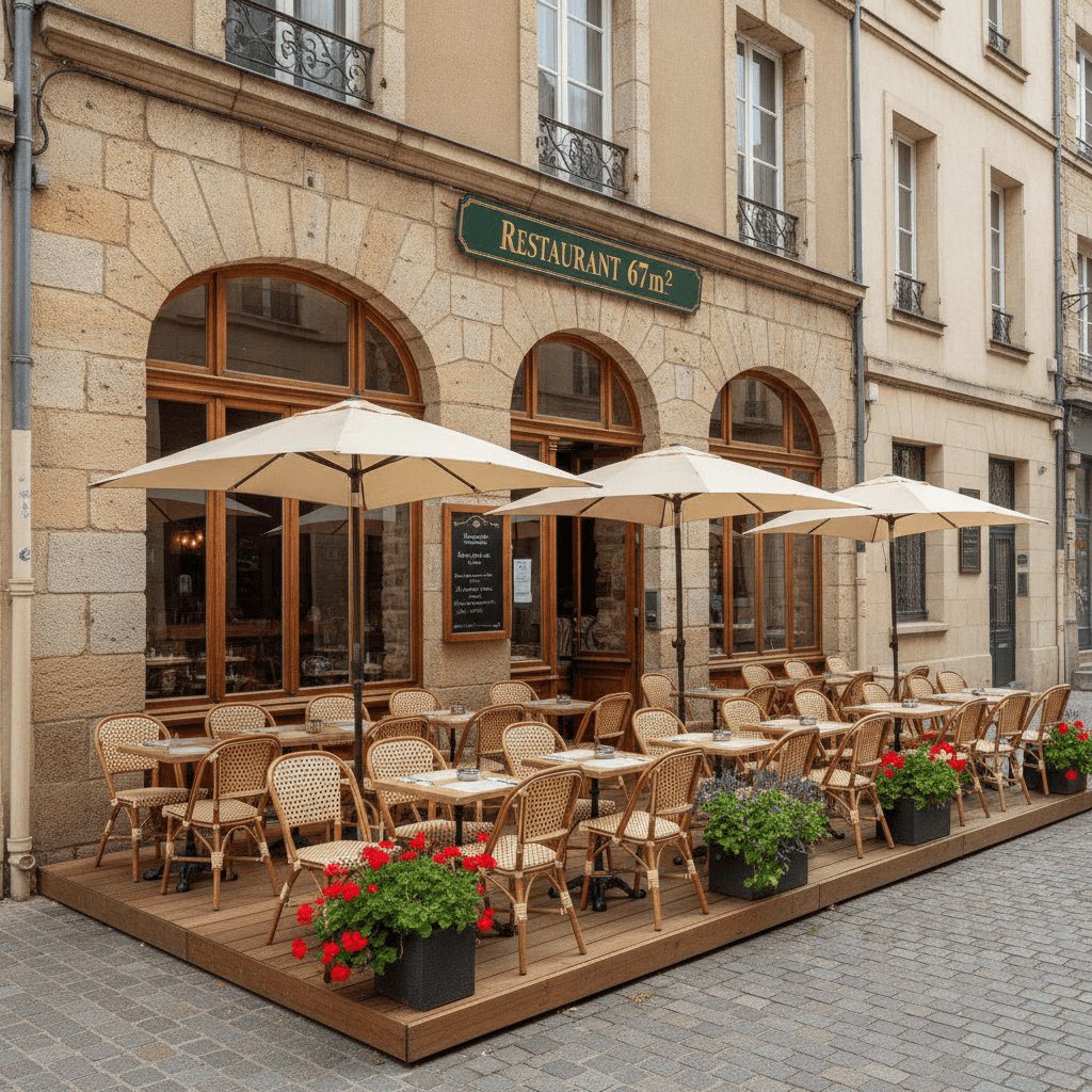 Restaurant 67m² à Nantes : terrasse - extraction