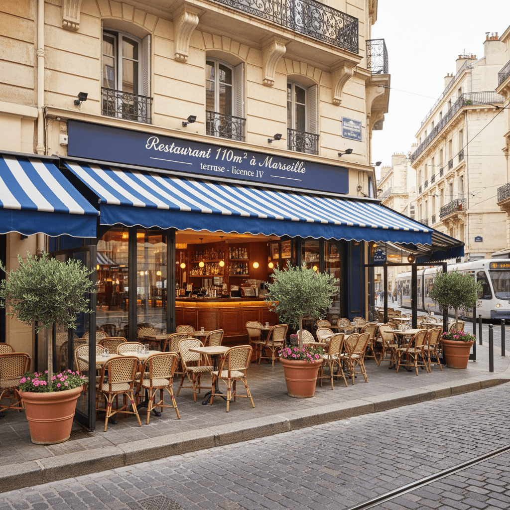 Restaurant 110m² à Marseille : terrasse - licence IV