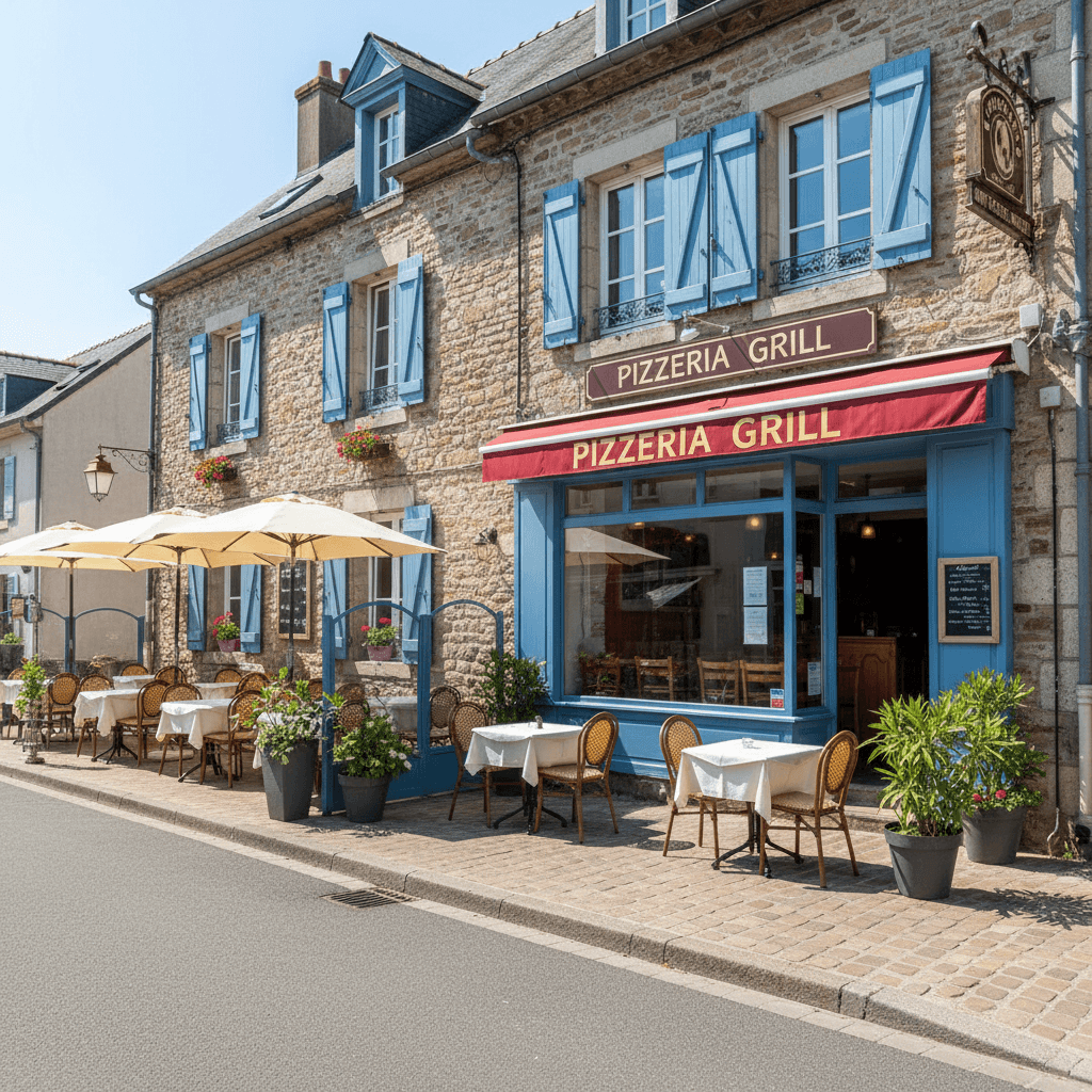 Restaurant à Saint-Georges-Montcocq : terrasse - licence IV - Image 1