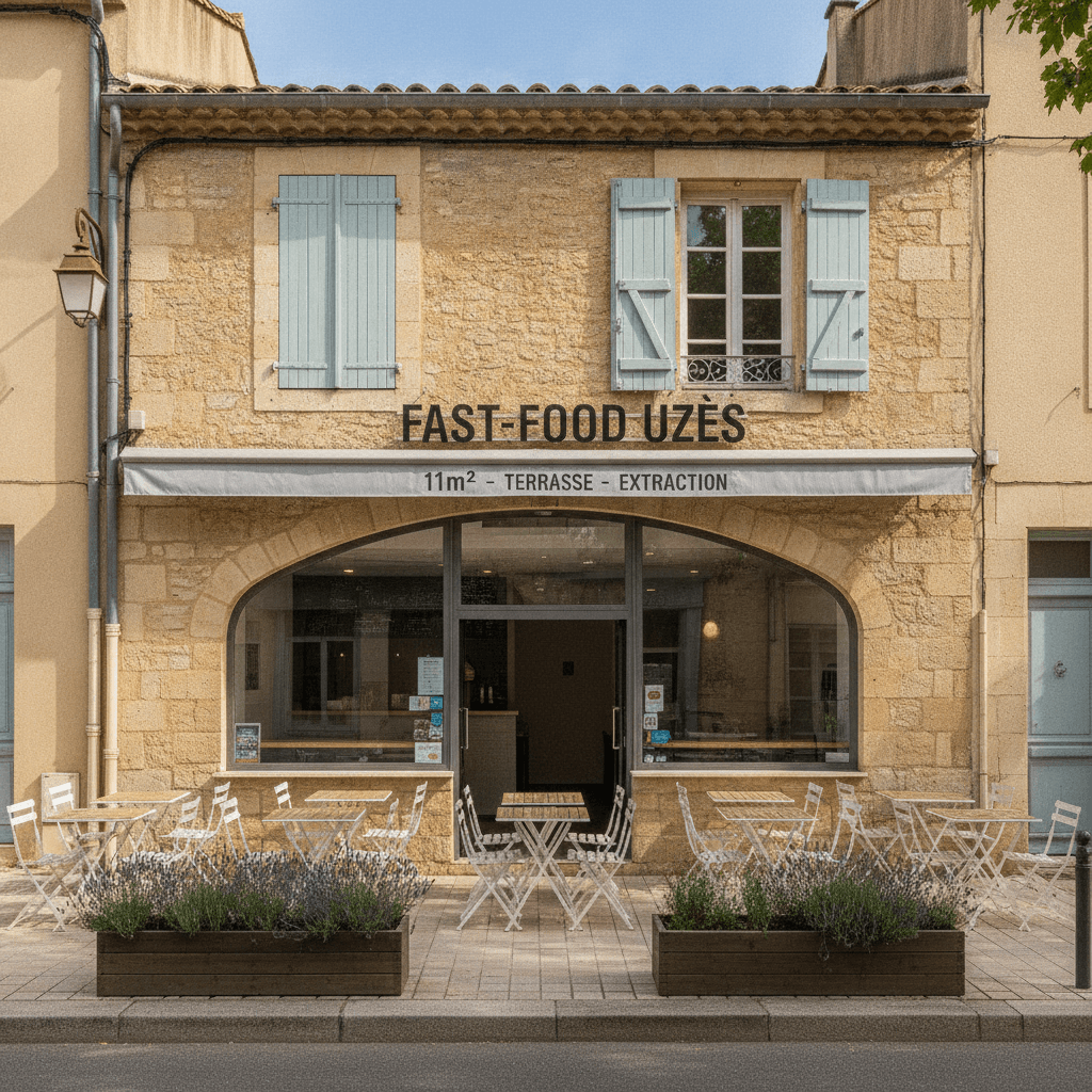 Fast-food 11m² à Uzès : terrasse - extraction - Image 1
