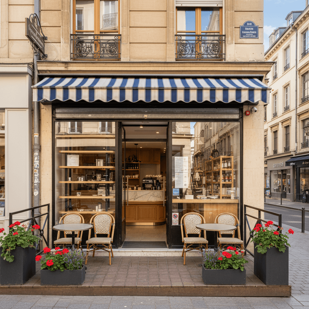 Snack 40m² à Lyon : terrasse - climatisation