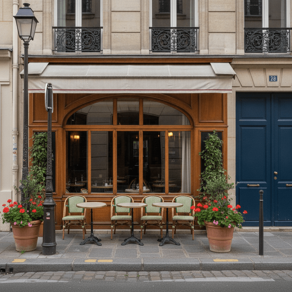 Restaurant 10 couverts à Paris : terrasse - cave/réserve