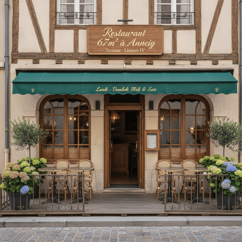 Restaurant 67m² à Annecy : terrasse - licence IV - Image 1