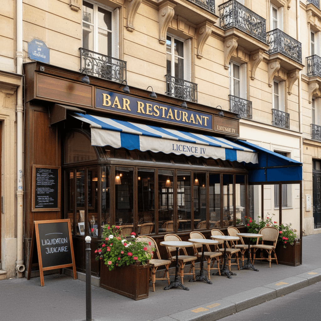 Bar-restaurant 26 couverts à Paris : licence IV - extraction en liquidation judiciaire