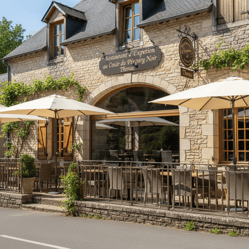 Restaurant à Thonac : terrasse - licence IV - Image 1