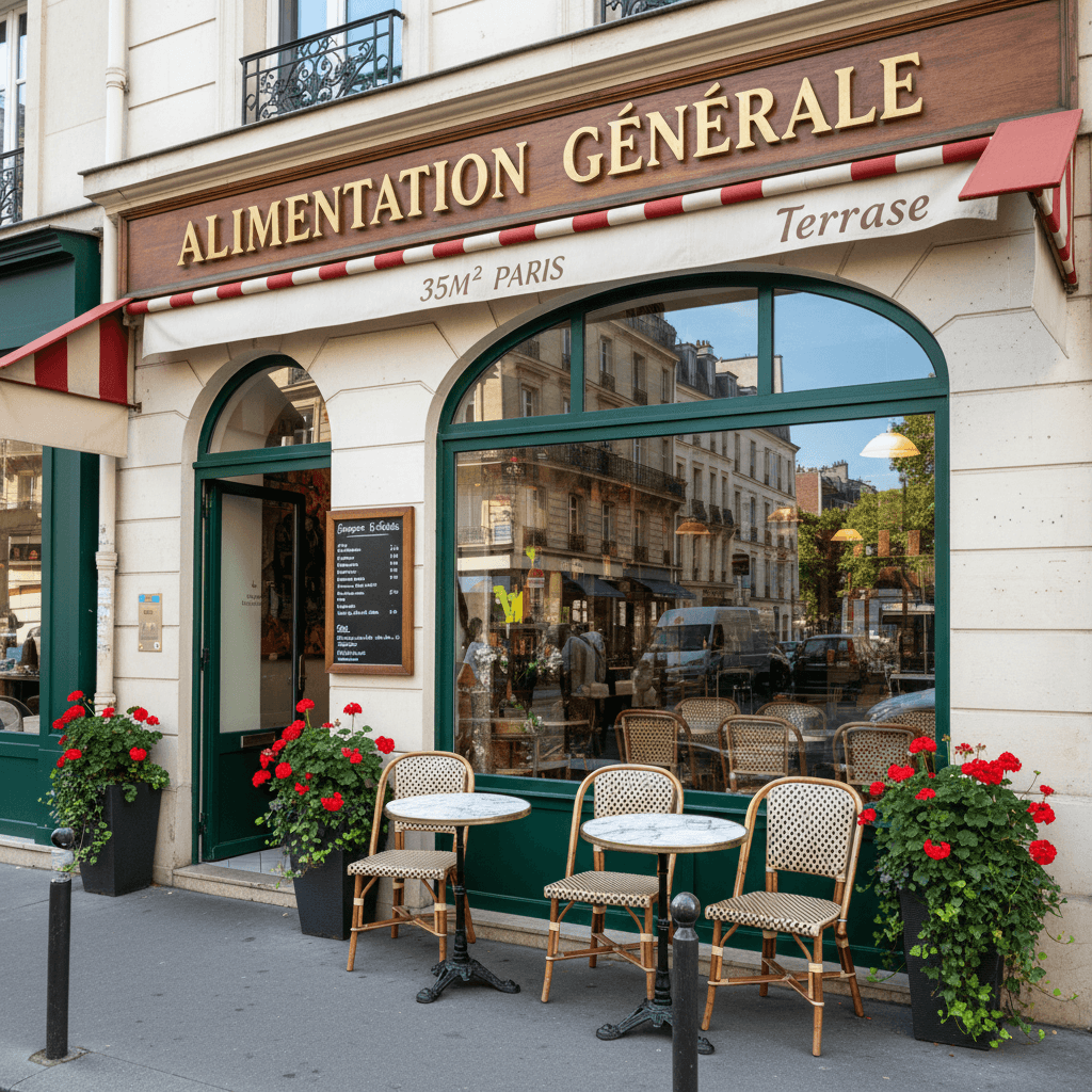 Alimentation générale 35m² à Paris : terrasse