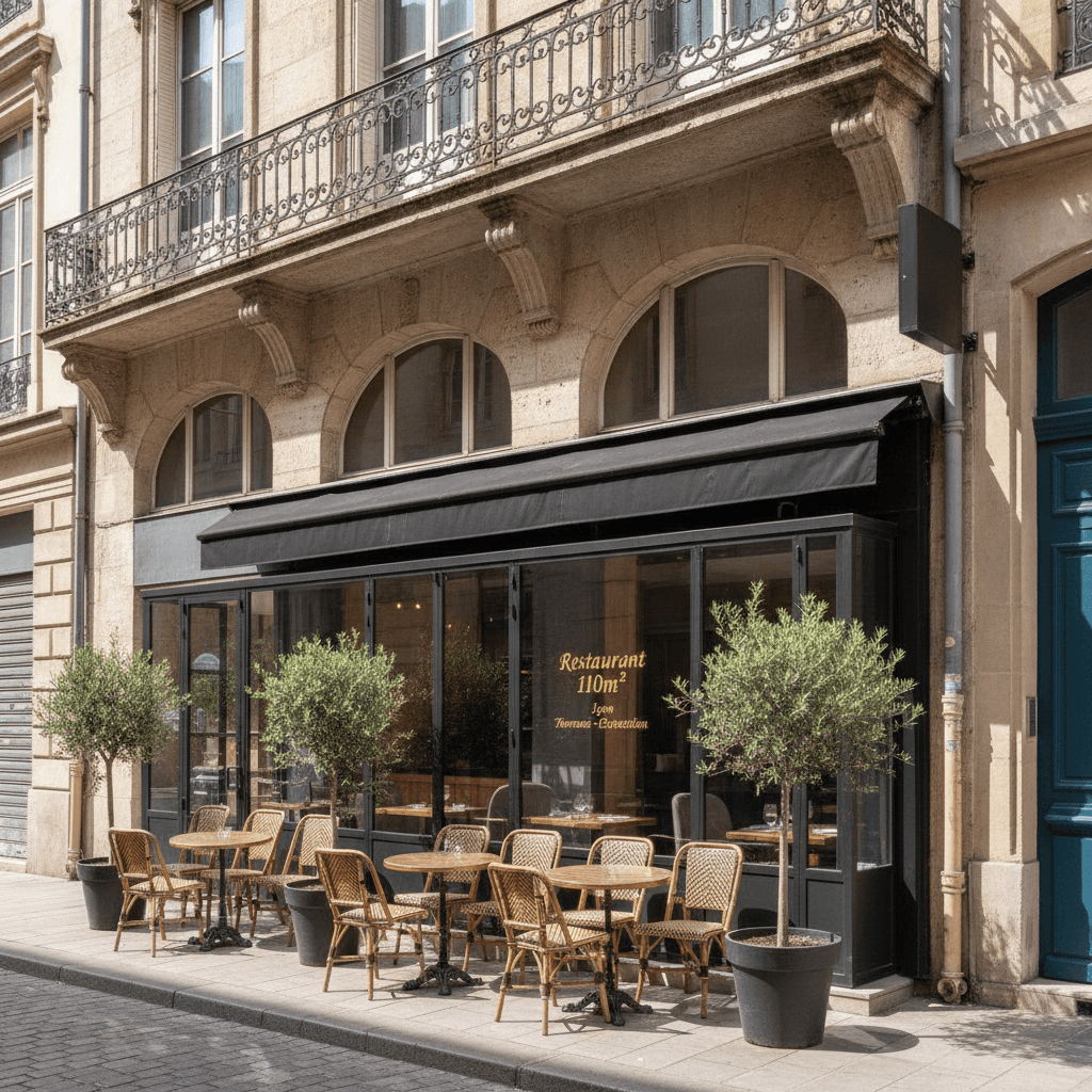 Restaurant 110m² à Lyon : terrasse - extraction