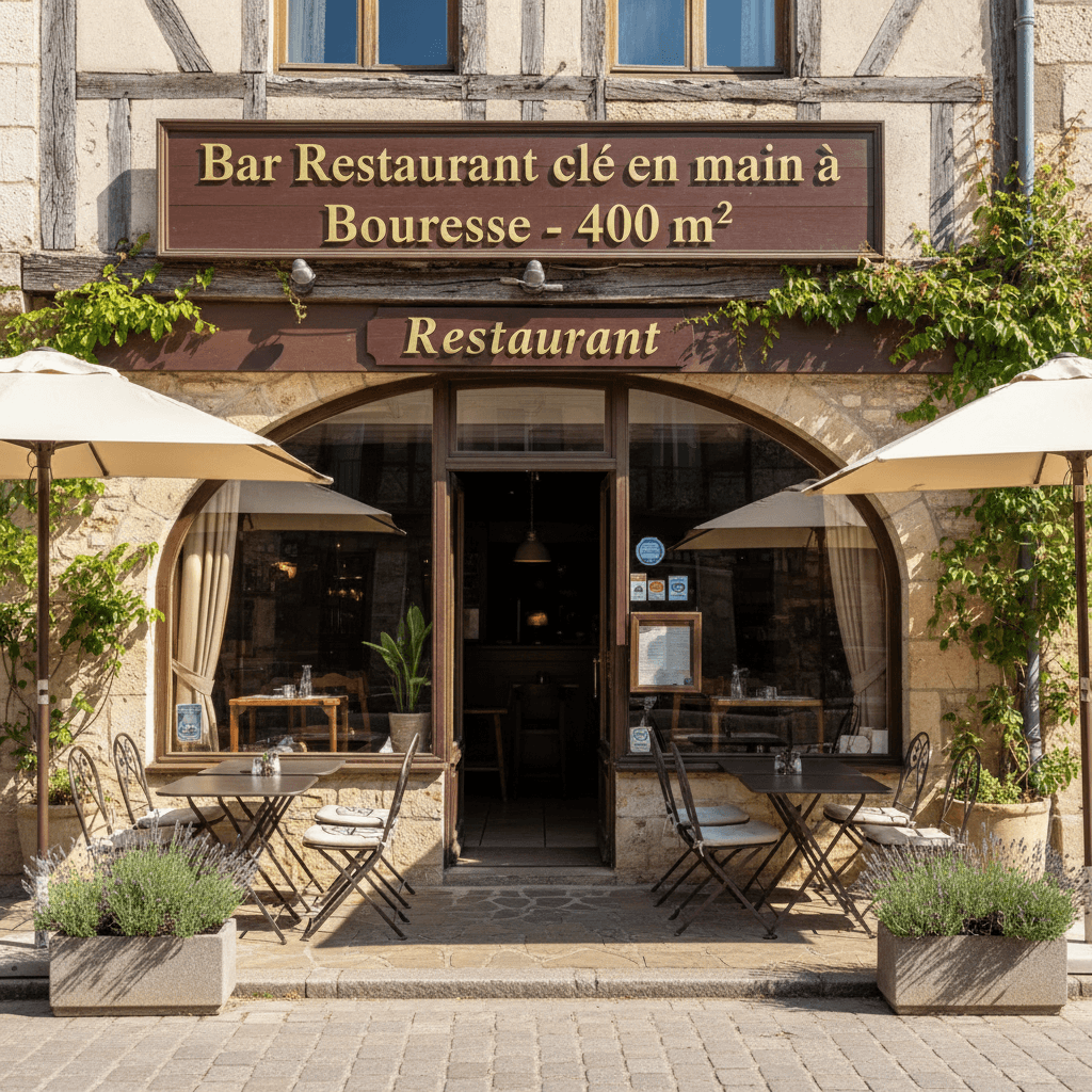 Restaurant 400m² à Bouresse : terrasse - licence IV - Image 1