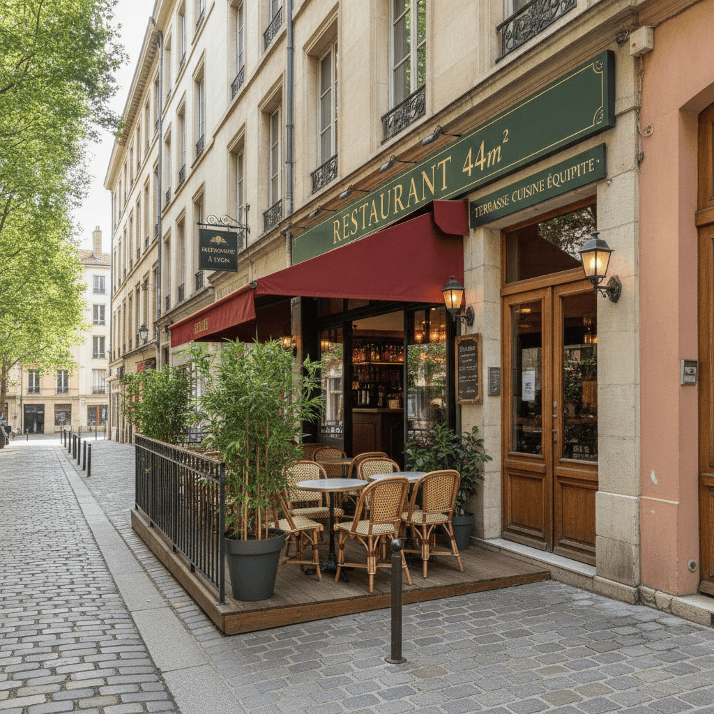 Restaurant 44m² à Lyon : terrasse - cuisine équipée - Image 1