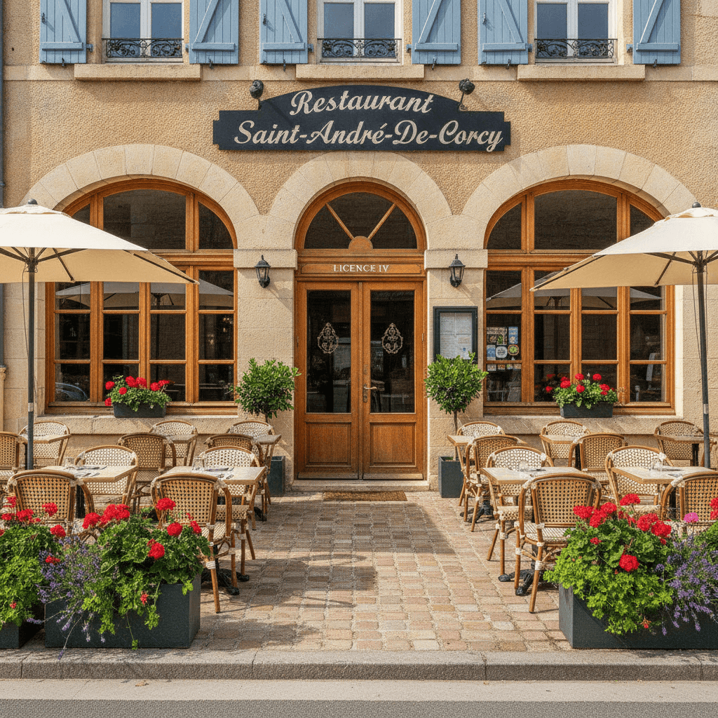 Restaurant à Saint-André-De-Corcy : terrasse - licence IV - Image 1