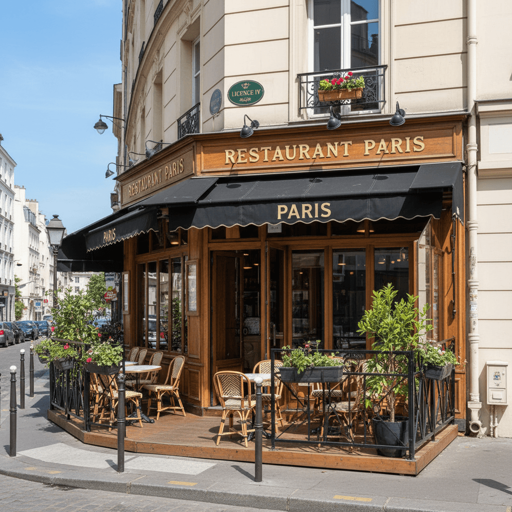 Restaurant 50 couverts à Paris : terrasse - licence IV