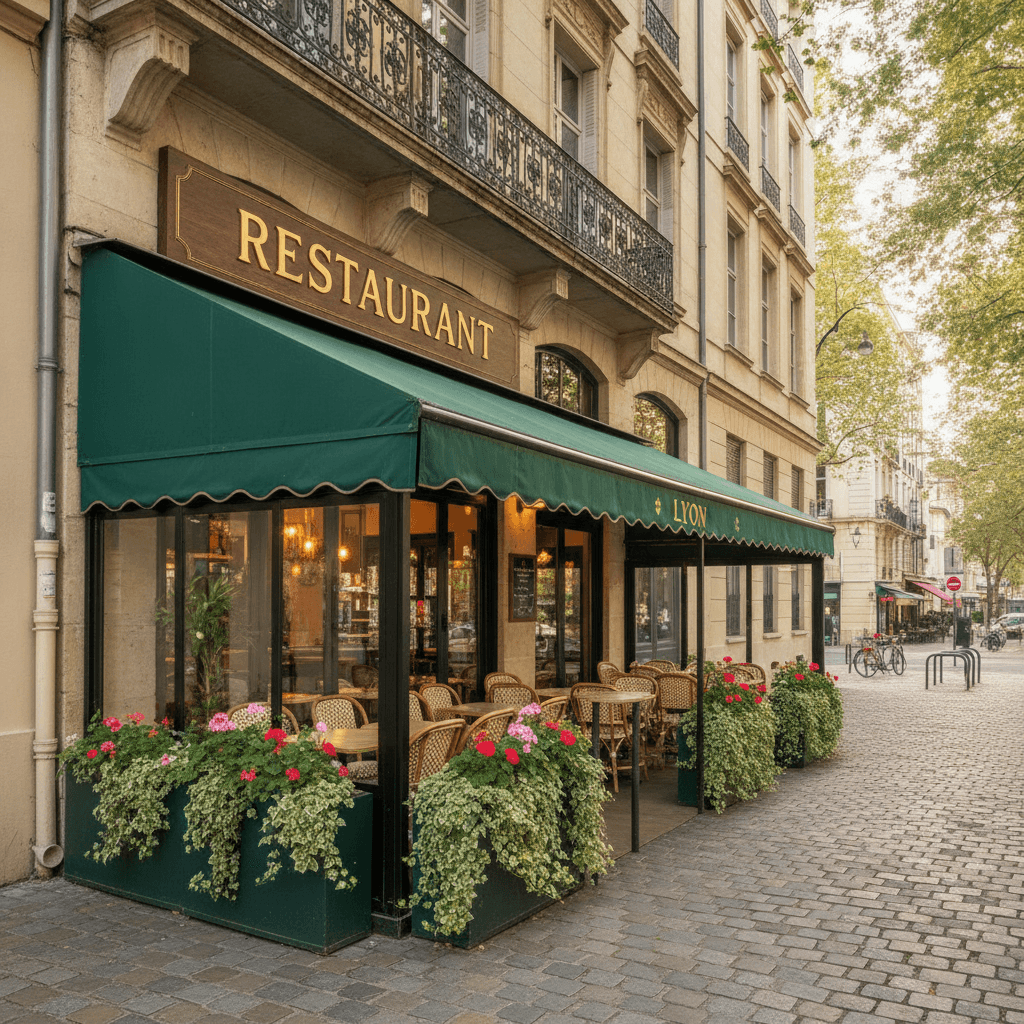 Restaurant 91m² à Lyon : terrasse - extraction