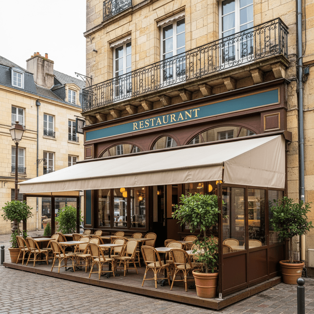 Fast-food à Rouen : terrasse - extraction