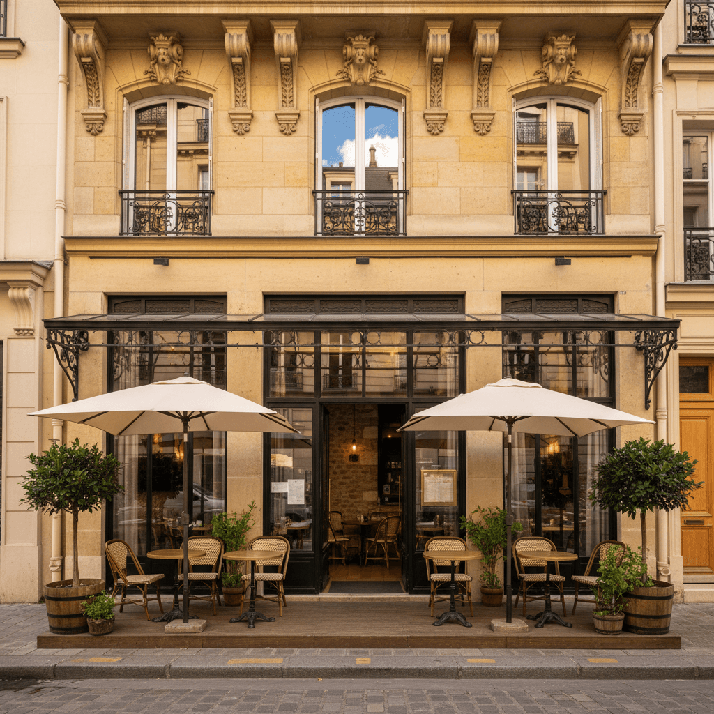 Restaurant 32 couverts à Paris : terrasse - extraction