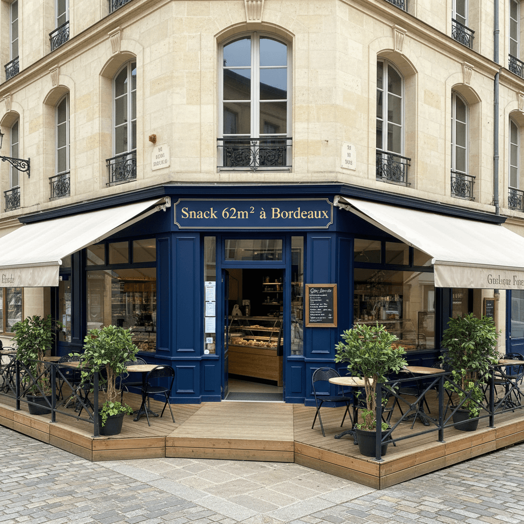 Snack 62m² à Bordeaux : terrasse - cave/réserve