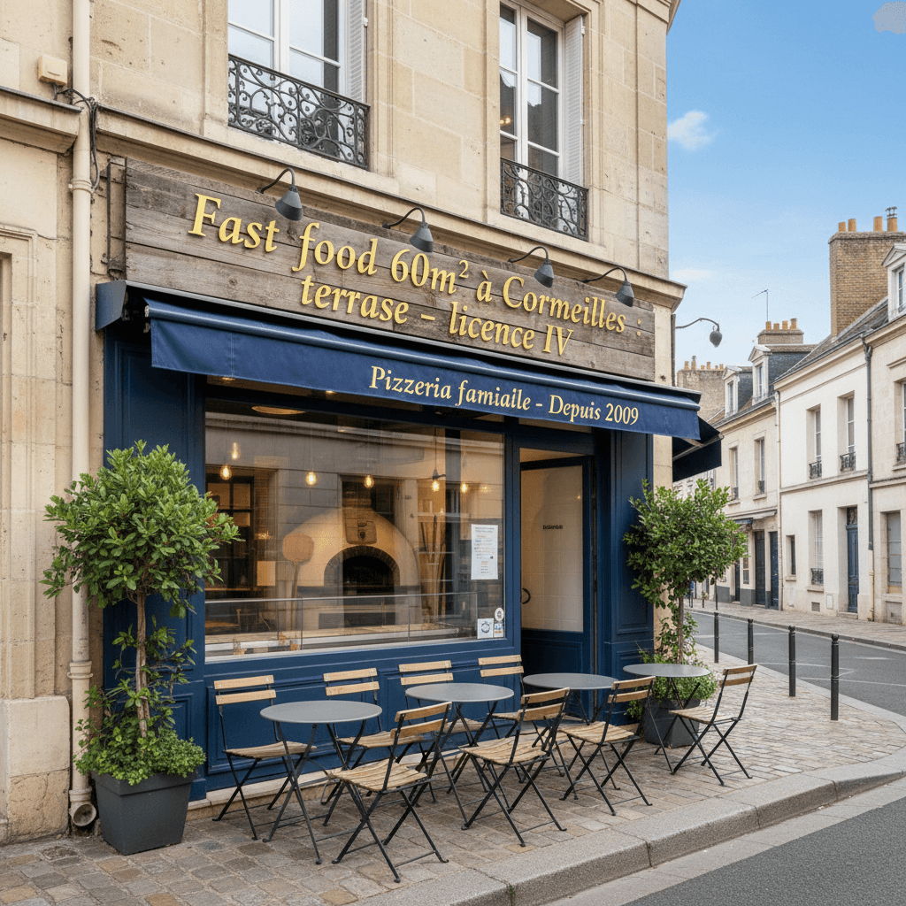 Fast-food 60m² à Cormeilles : terrasse - licence IV