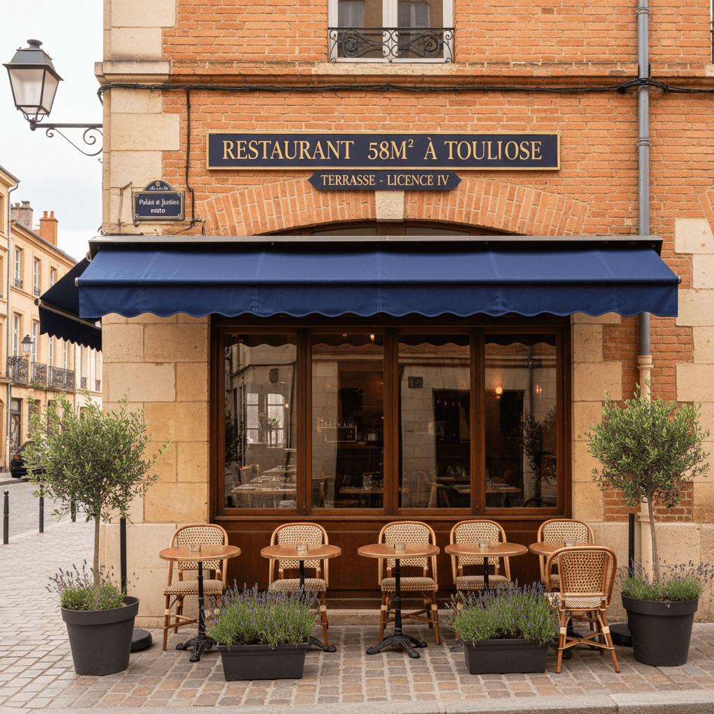 Restaurant 58m² à Toulouse : terrasse - licence IV