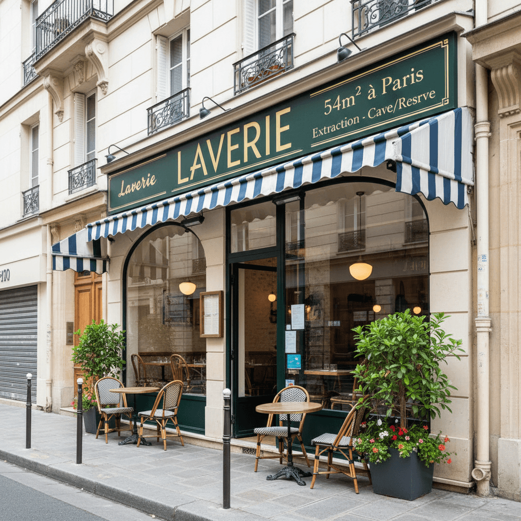 Laverie 54m² à Paris : extraction - cave/réserve - Image 1