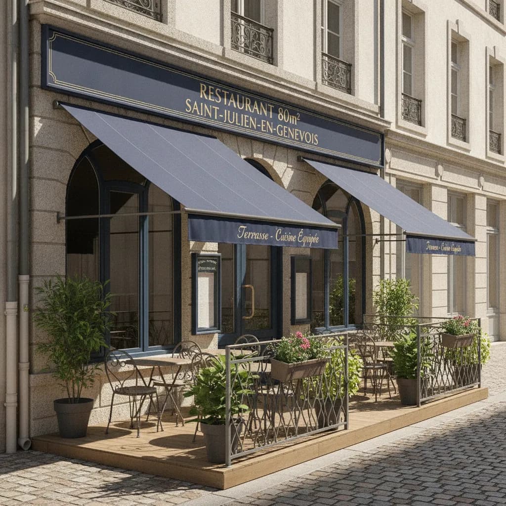 Restaurant 80m² à Saint-Julien-En-Genevois : terrasse - cuisine équipée - Image 1