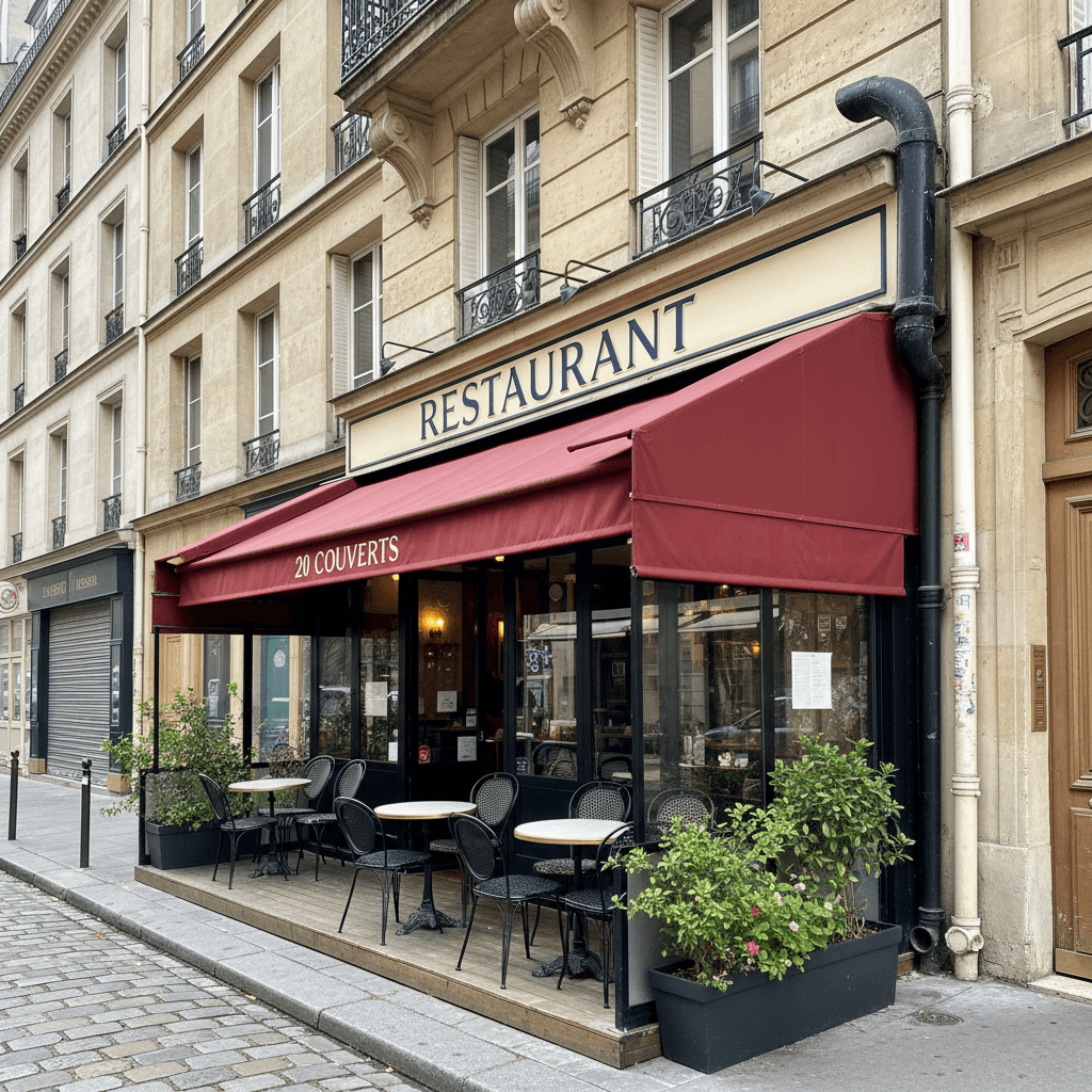 Restaurant 20 couverts à Paris : terrasse - extraction