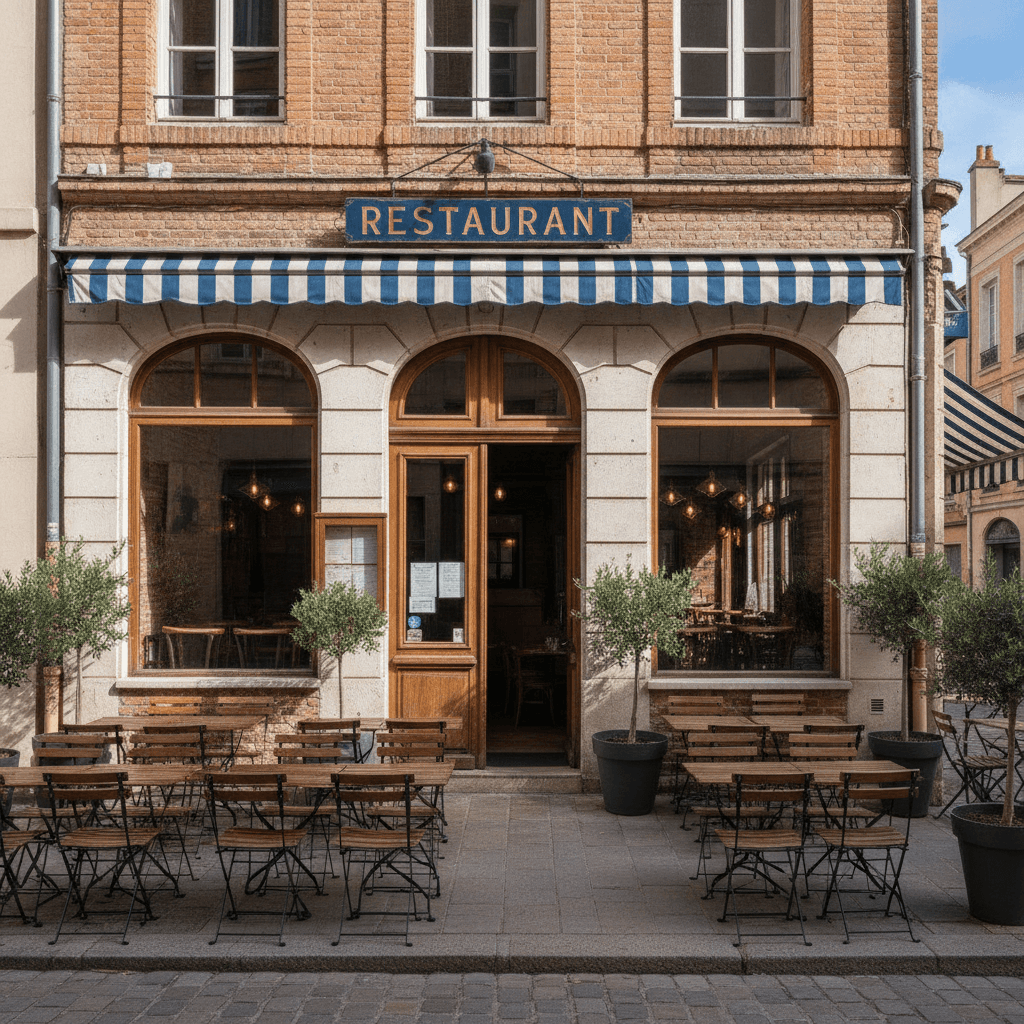 Restaurant 40m² à Toulouse : terrasse - cuisine équipée