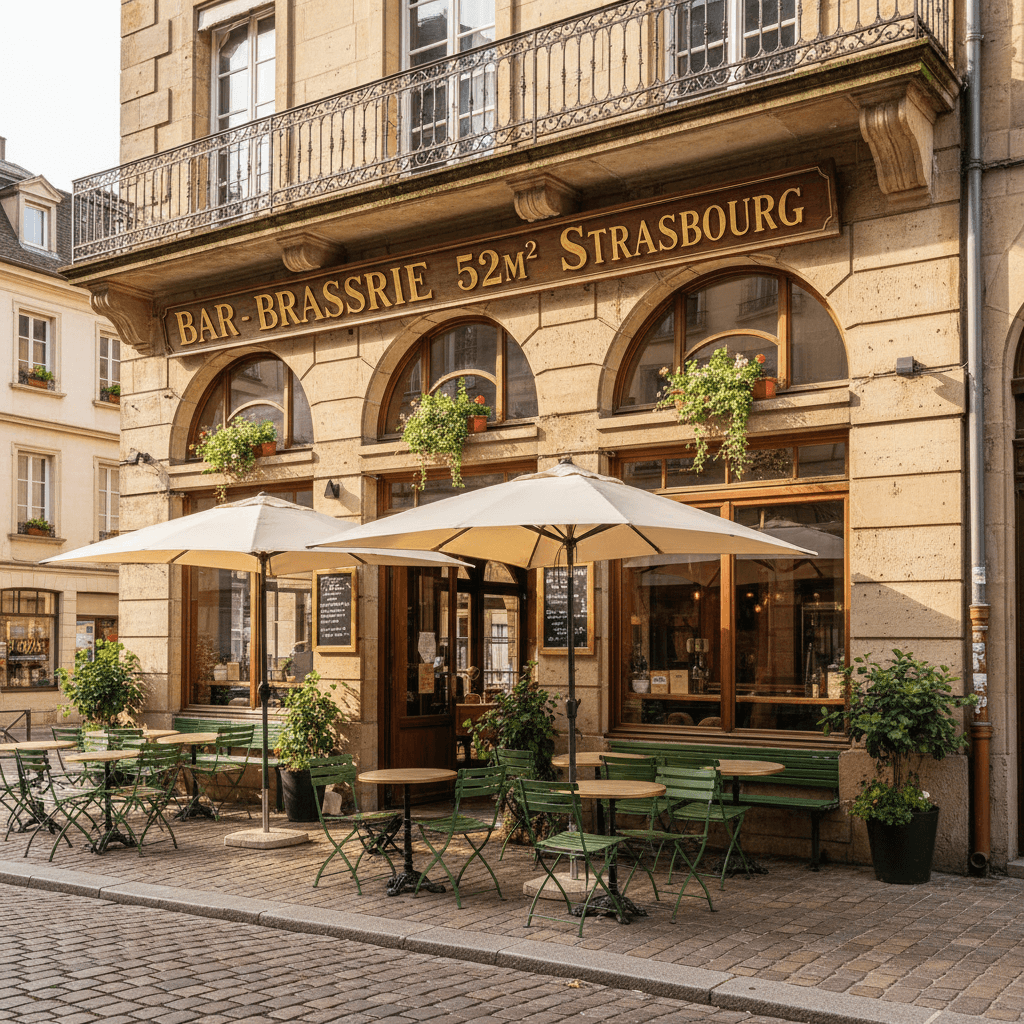 Bar-brasserie 52m² à Strasbourg : terrasse - cave/réserve