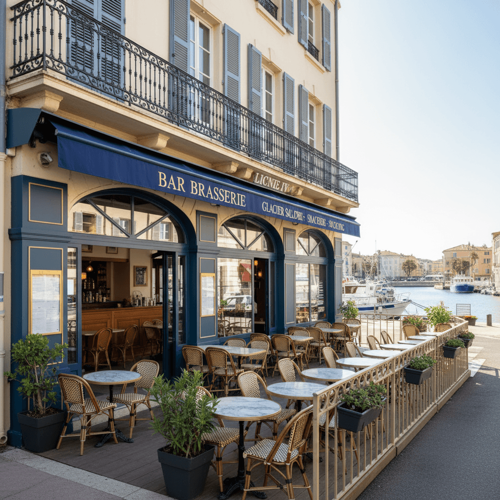 Bar-brasserie 90m² à Sète : terrasse - licence IV