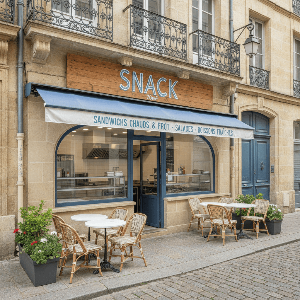 Snack 70m² à Bordeaux : terrasse - cuisine équipée