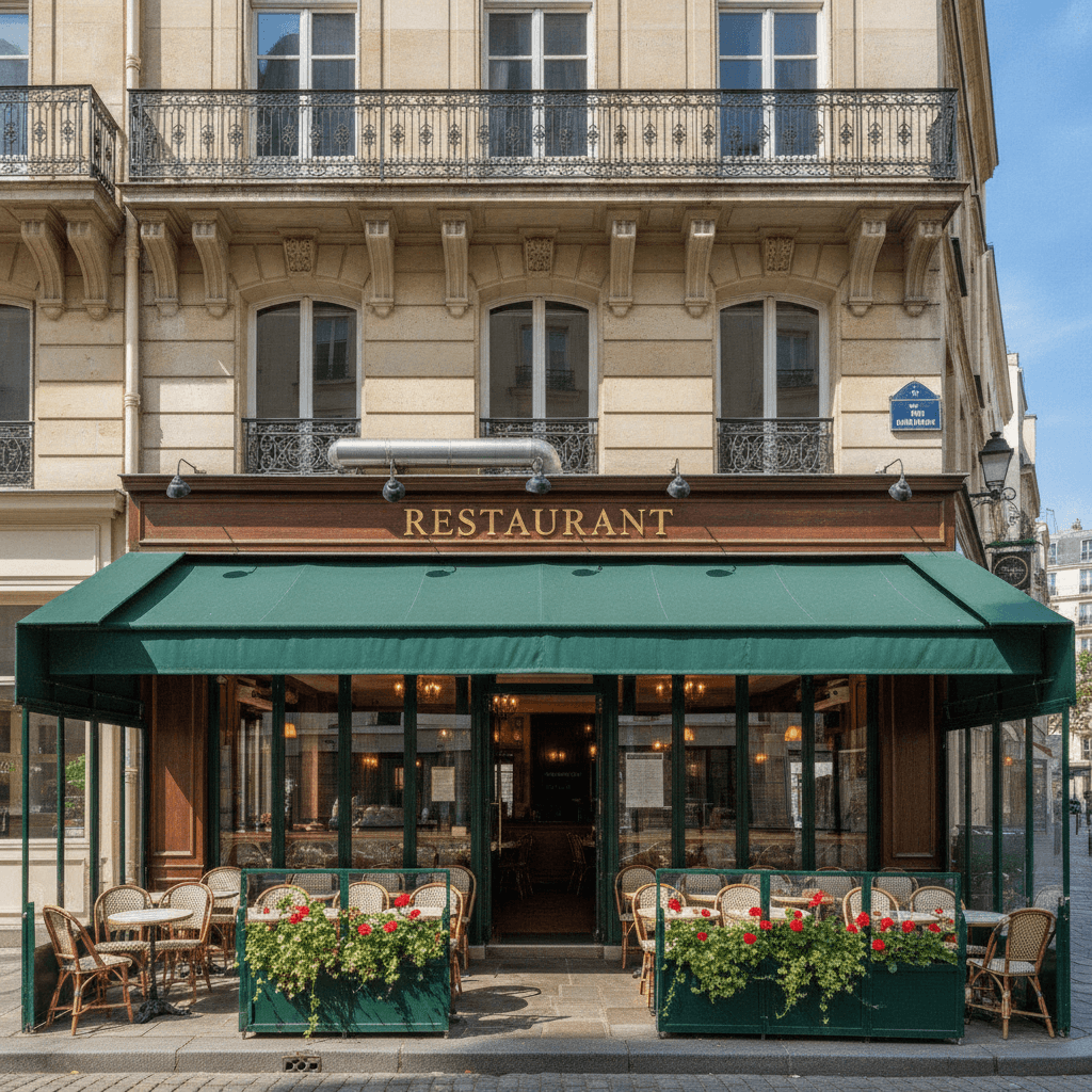 Restaurant 35 couverts à Paris : terrasse - extraction