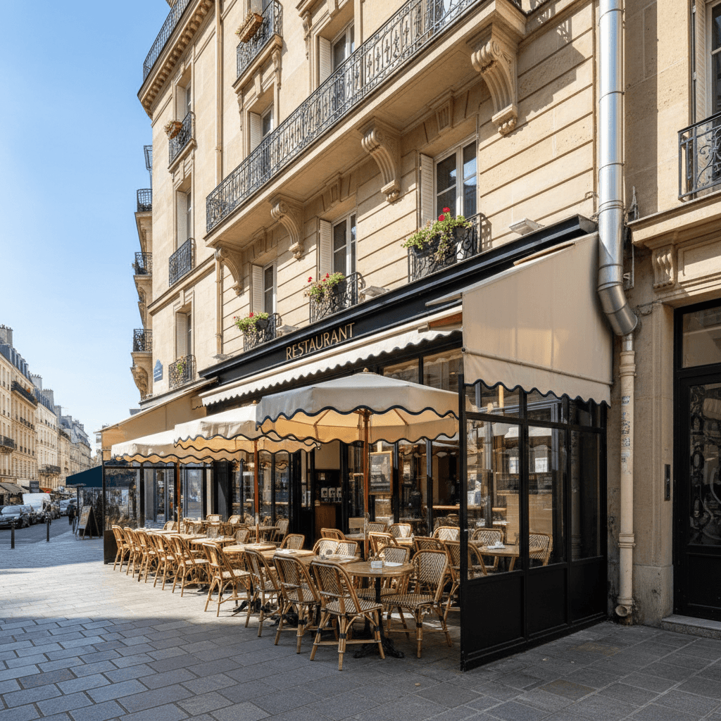 Restaurant 30 couverts à Paris : terrasse - extraction